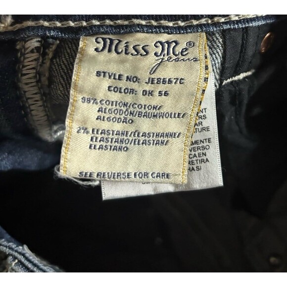 Miss Me JE8667C Signature Cropped Size 26 Embroidered Distressed Stud Jeans - Picture 7 of 10